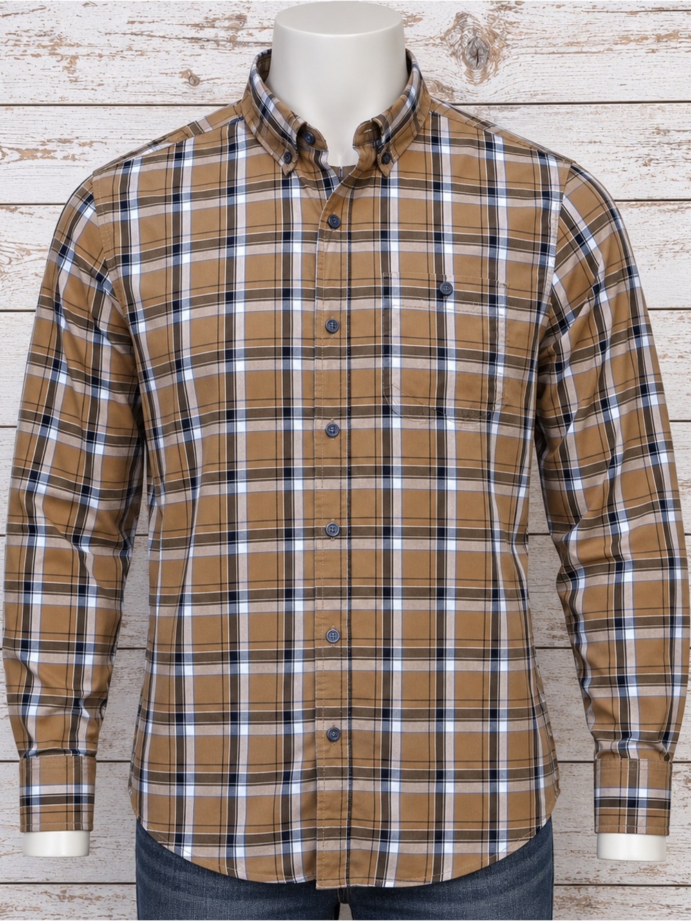 C.E. Schmidt Workwear Men's Plaid Cotton Long Sleeve Shirt Brown L
